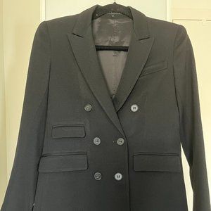 Theory Black Wool Blend Double-Breasted Blazer